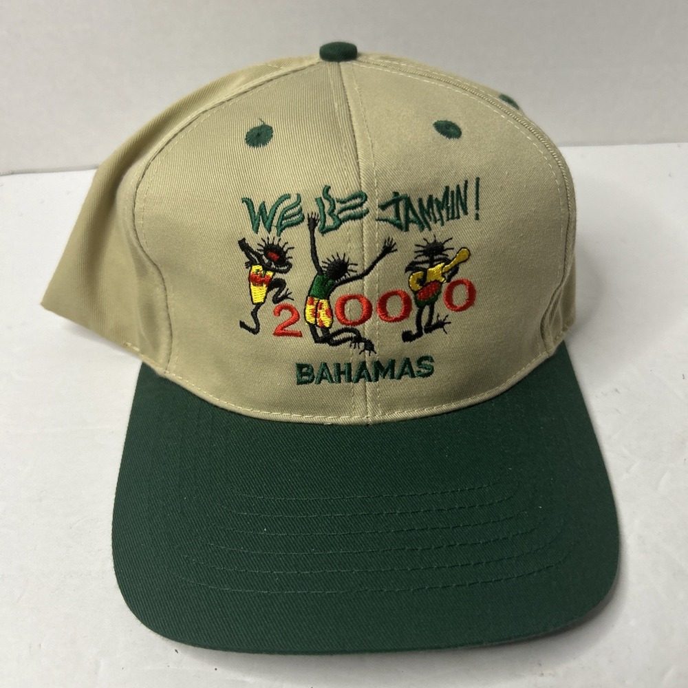 Vintage Y2K Tan & Green "‎ We Be Jammin" Snapback Bahamas Hat